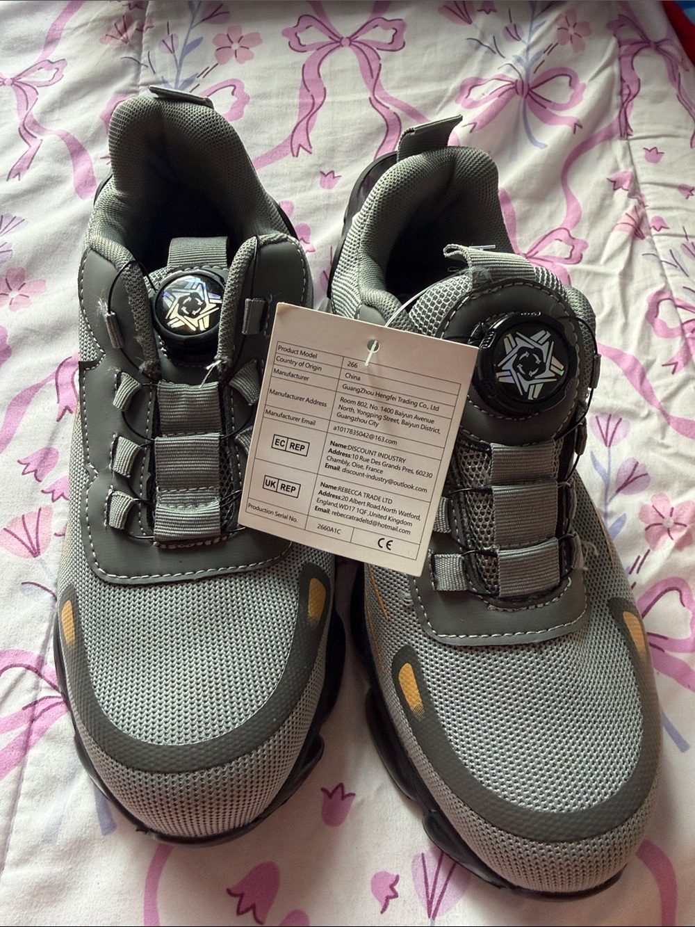 Kids Grey Athletic Sneakers with Yellow Accents - Unbranded
